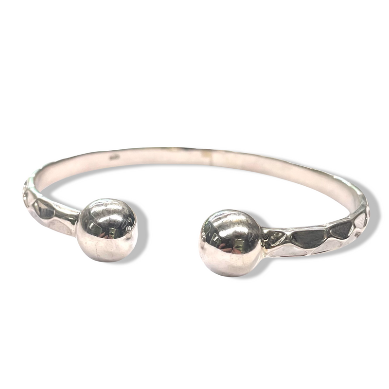 Hammered Double Ball Cuff Bracelet