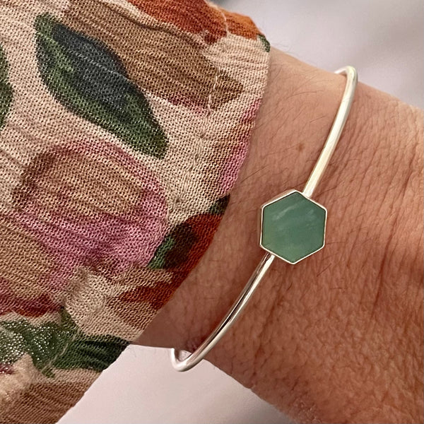 Hexagon Cuff - Amazonite