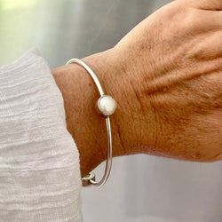 Simplicity Sterling Silver Bangle - Pearl