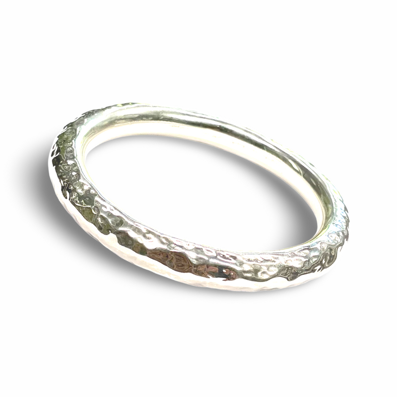 Hammered Simplicity Sterling Silver Bangle - 10mm