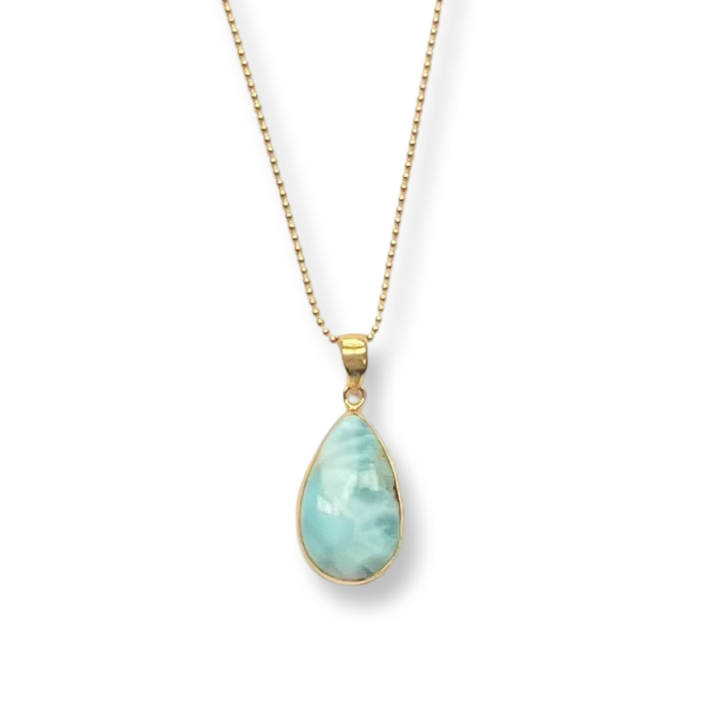 Blue Lagoon 14k Gold Vermeil Necklace - Larimar