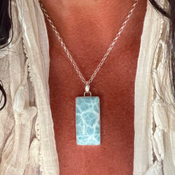 Drops of the Ocean Sterling Silver Necklace - Larimar