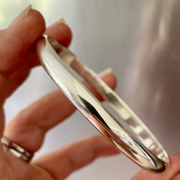 Sterling Silver Solid Bangle - Mirror Finish