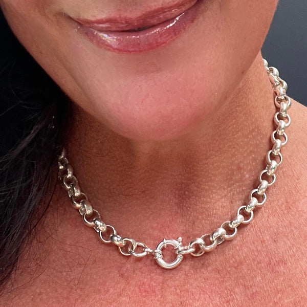 Solid Sterling Silver Belcher Necklace