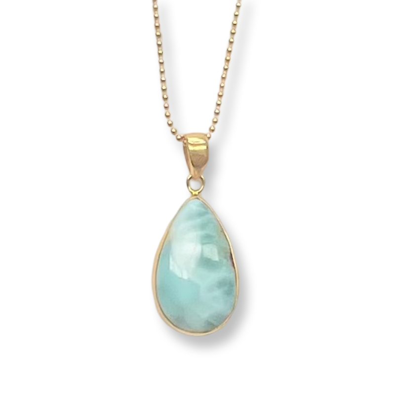 Blue Lagoon 14k Gold Vermeil Necklace - Larimar