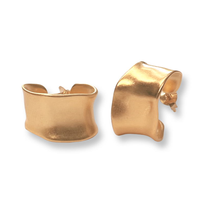 14k Gold Vermeil Organic Stud Huggies