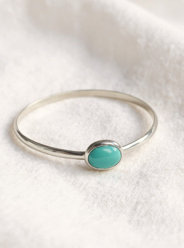 Maia Sterling Silver Solid Bangle - Turquoise