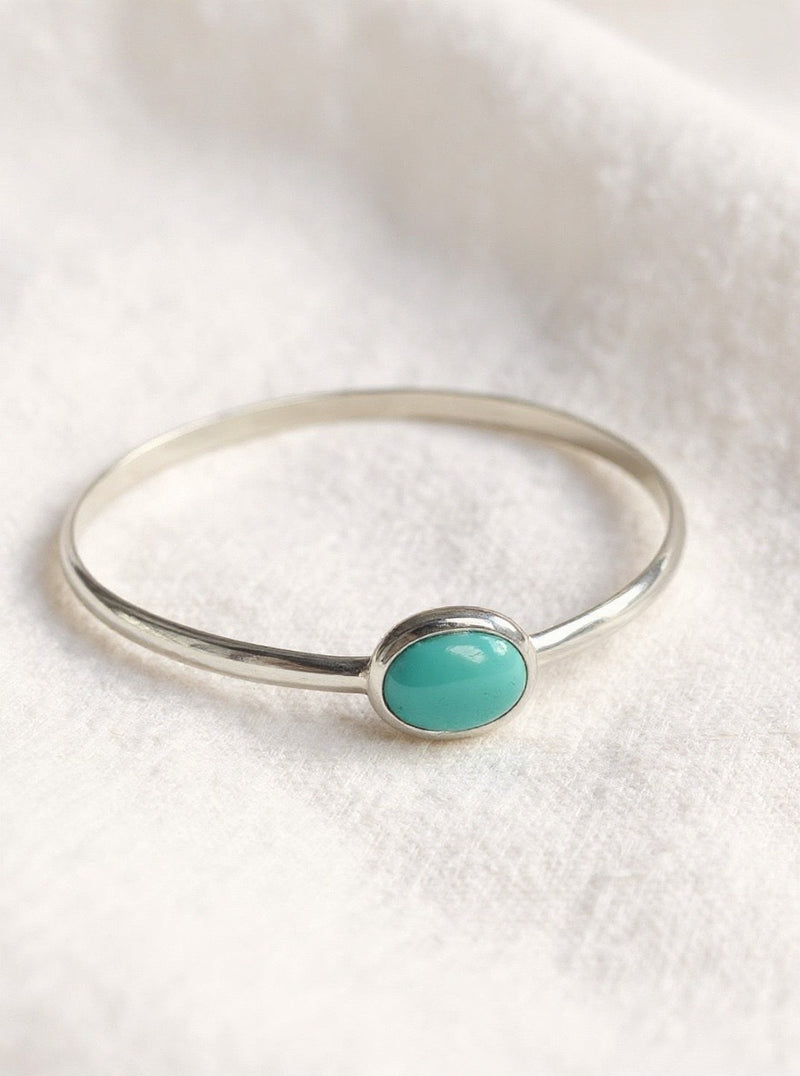 Maia Sterling Silver Solid Bangle - Turquoise