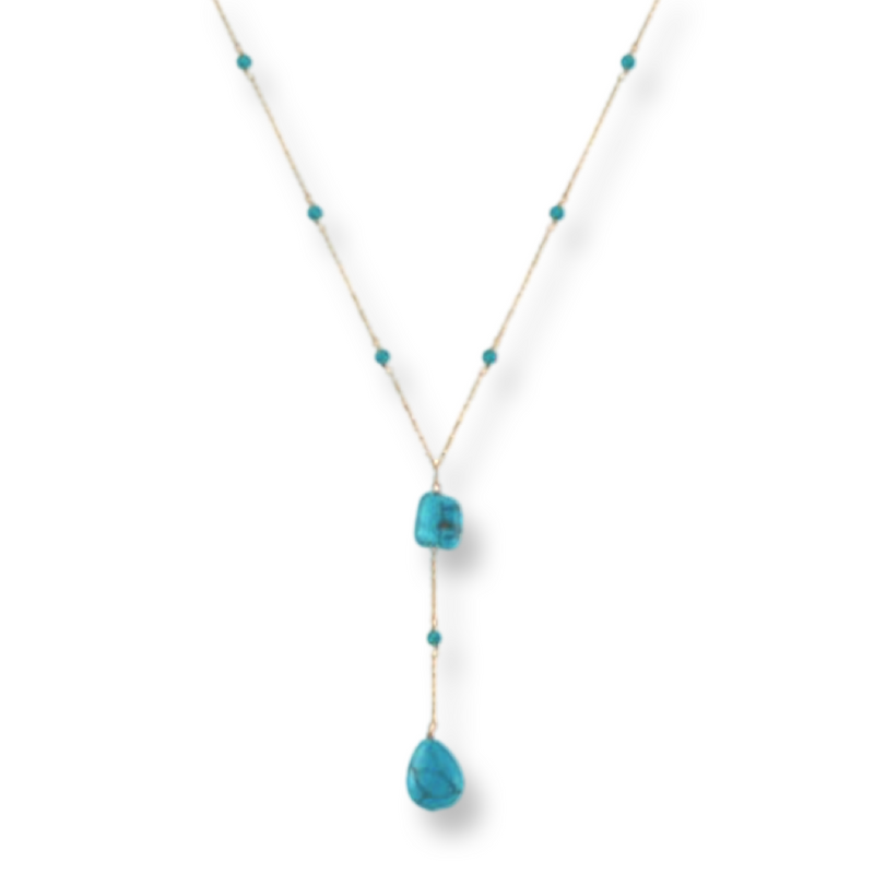 14k Gold Vermeil Lariat Necklace - Turquoise