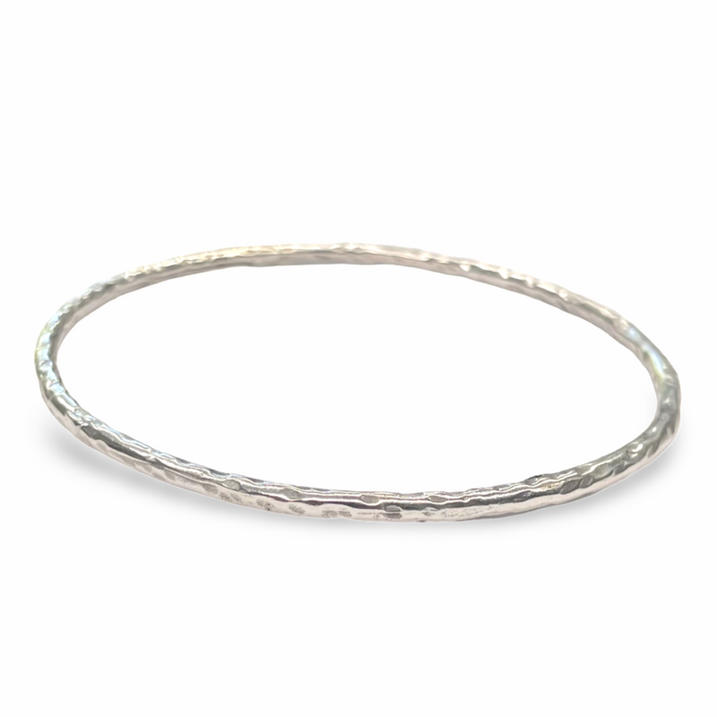 Hammered Simplicity Sterling Silver Bangle - 3mm