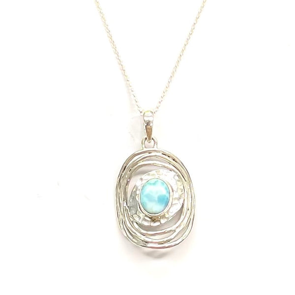 Orbit Sterling Silver Necklace - Larimar