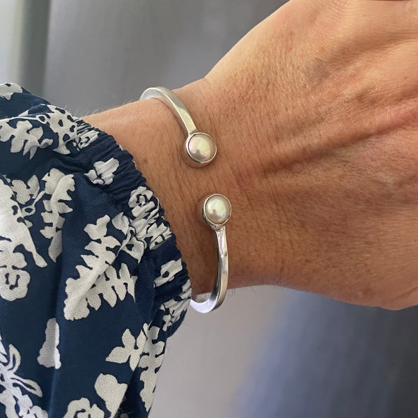 Double Pearl Cuff Bracelet