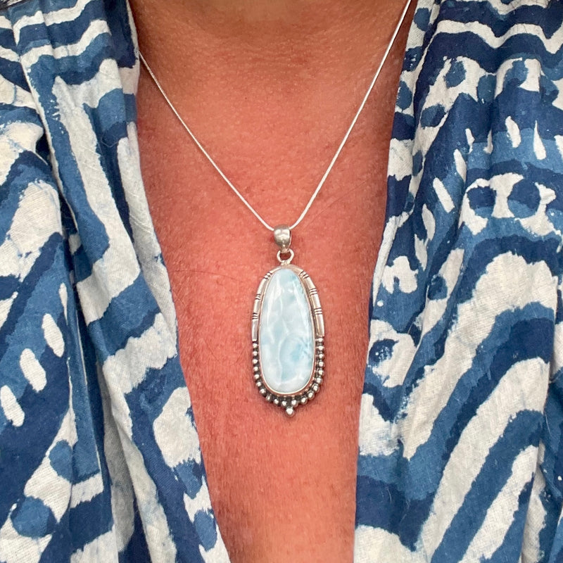 Caribbean Larimar Sterling Silver Necklace