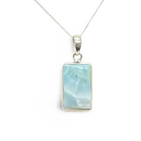 Coral Reef Rectangle Necklace - Larimar