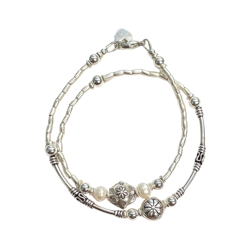Hilltribe Silver Bracelet Wrap- Flora