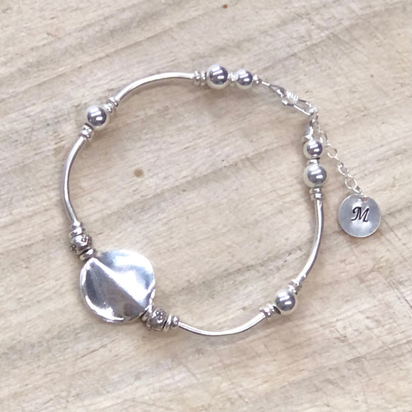 Hilltribe Silver Bracelet with Initial - Genesis