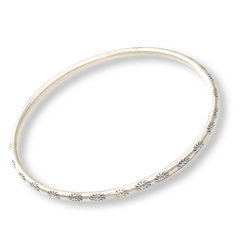 Solid Hilltribe Silver Bangle - Sunshine