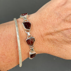 Organic Sterling Silver Bracelet - Garnet