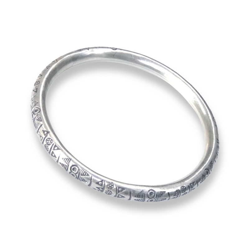 Solid Hilltribe Silver Bangle - Eclectic