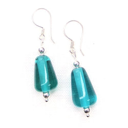 Glass + Silver Drop Earring - Aqua Marine - Tribe and Hunt