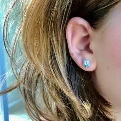 Sterling Silver Oval Stud Earring - Topaz