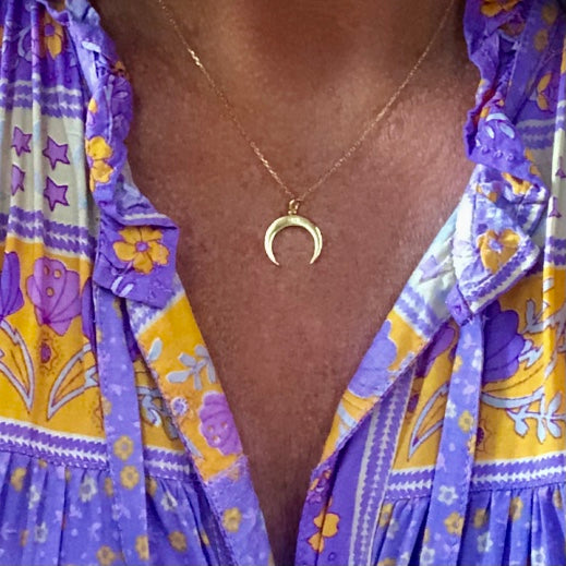 14k Gold OR Sterling Silver Necklace -  Crescent Moon