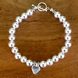 Sterling Silver Bracelet - 8mm with Initial