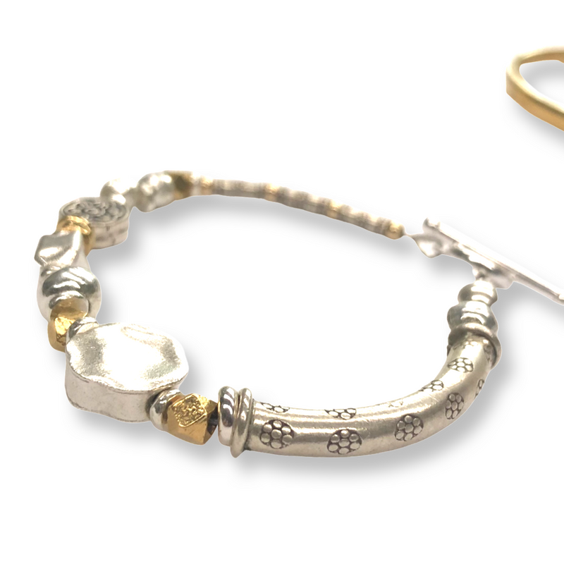 Hill Tribe Silver + 14k Gold Bracelet - Organic