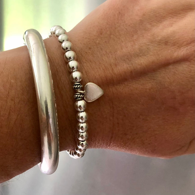 Sterling Silver Bracelet - 6mm with Initial