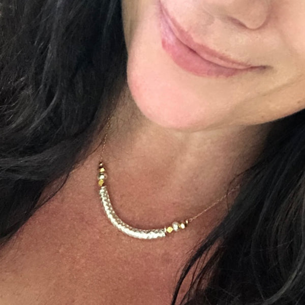 Hilltribe Silver and Gold Necklace - Elegance