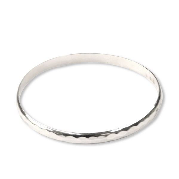 Sterling Silver Solid Bangle - Hammered Finish – Tribe and Hunt