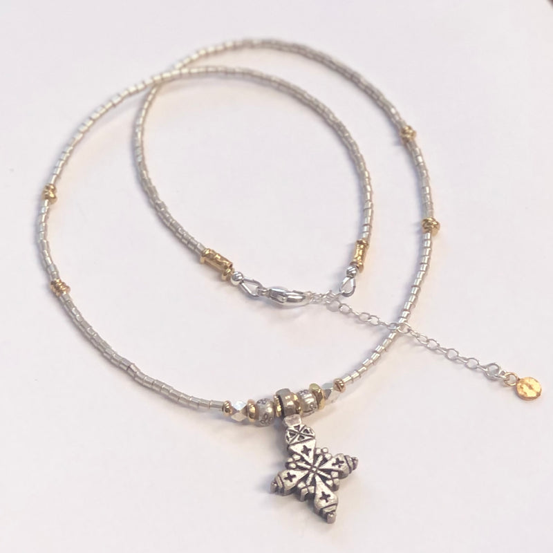 Hilltribe Silver Necklace - Antique Cross